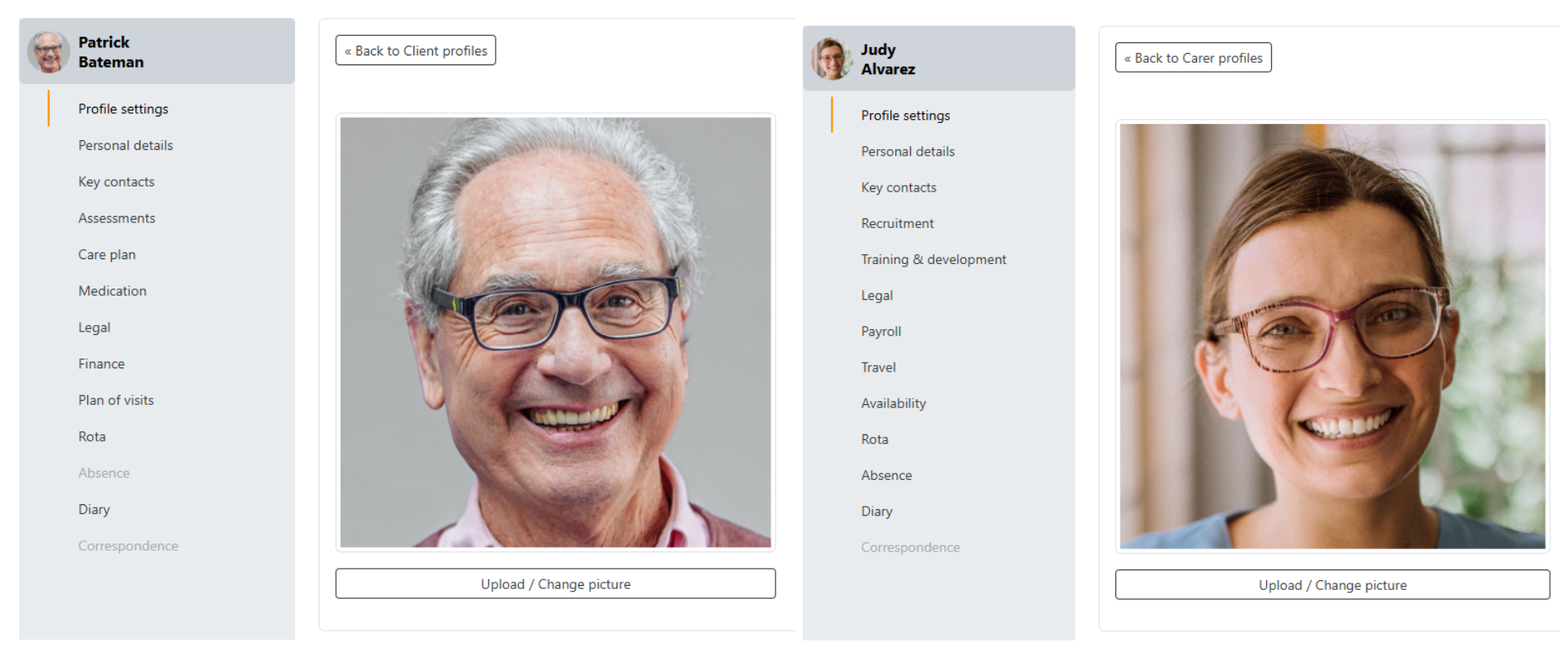 Carer & Client Profiles — Runwiz